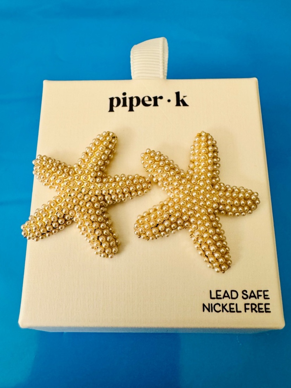 NWT Piper.K Gold Starfish Pearl Cluster Earrings